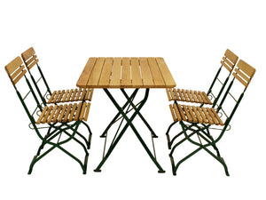 Biergarten - Garnitur MÜNCHEN 5-teilig, Flachstahl grün + Robinie