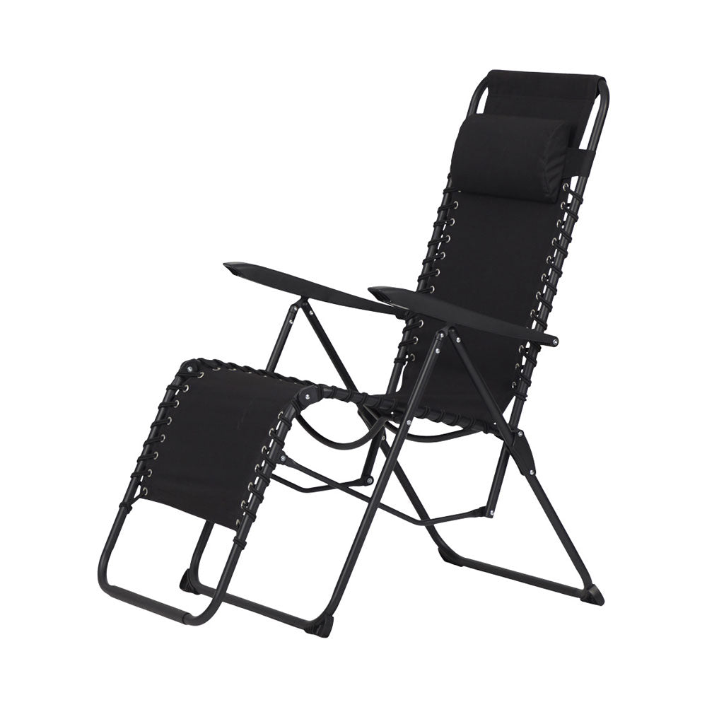 Garten Relaxstuhl mit Kopfpolster schwarz