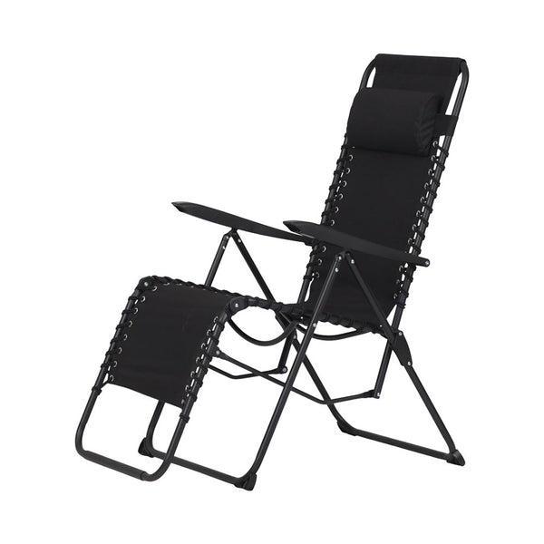 Garten Relaxstuhl mit Kopfpolster schwarz