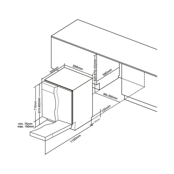 Kibernetik GRET605 MasterSeries Geschirrspüler Einbau teilintegriert 60cm weiss
