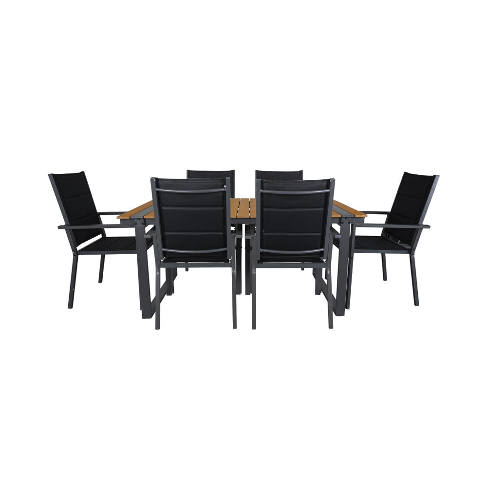 CONTINI Gartentischset 180x90xm mit 6 Stühlen