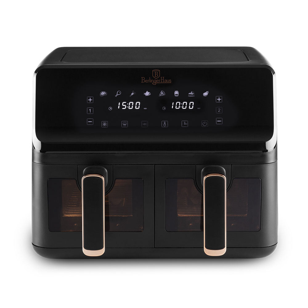 Berlinger Haus Doppel-Heissluftfritteuse 4.1L + 4.1L  Black Rose Collection