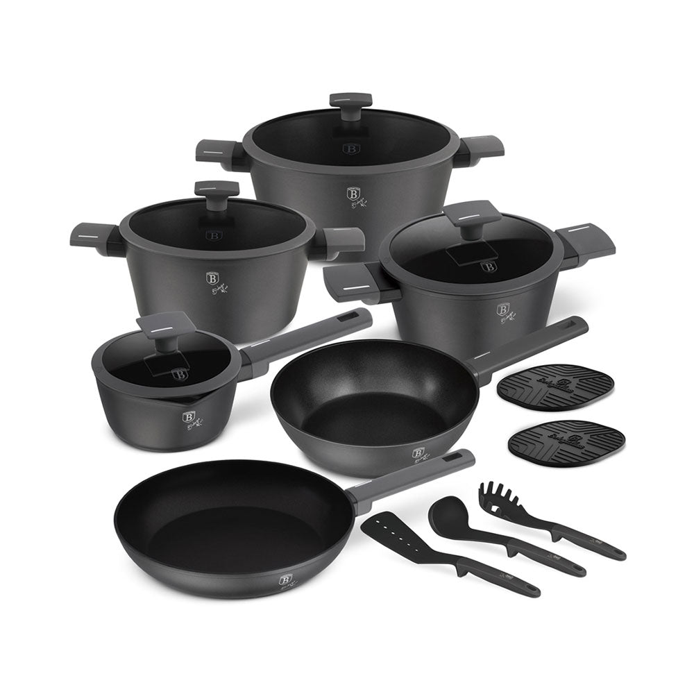 Berlinger Haus 15-teiliges Kochgeschirr-Set matt Anthracite Collection 2.0