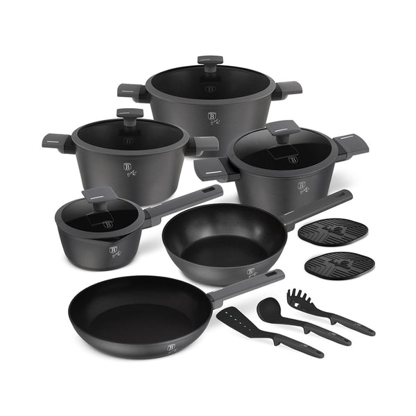 Berlinger Haus 15-teiliges Kochgeschirr-Set matt Anthracite Collection 2.0