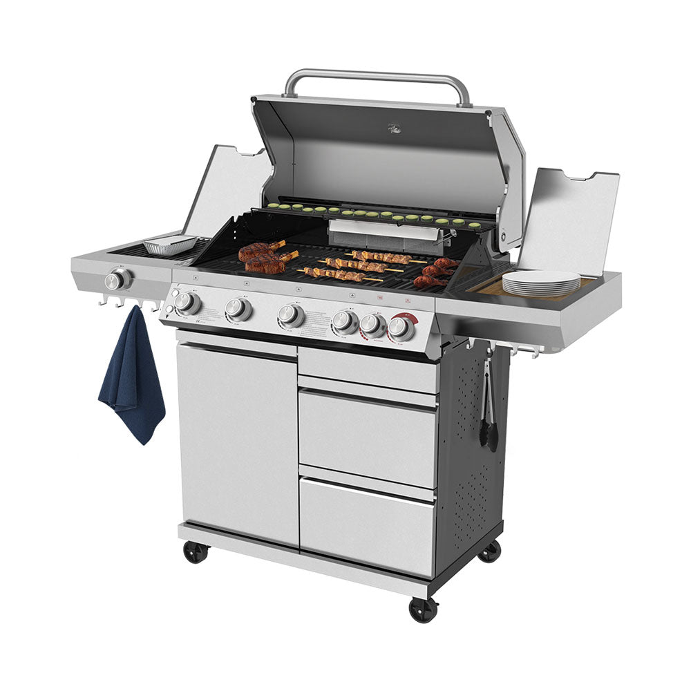 Gasgrill Expert 6 Brenner + Seitenbrenner Edelstahl