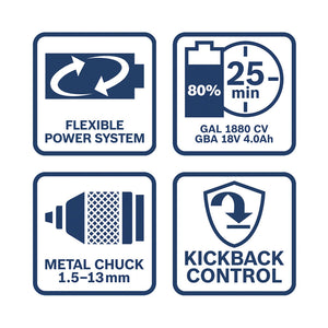 Bosch 2 Tool Kit 18V GSR+GWS+2x4.0Ah+GAL 0.615.A50.07N