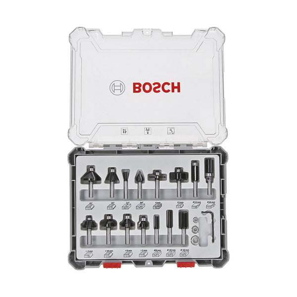 Bosch 15 tlg Mixed Fräser Set 8mm Schaft