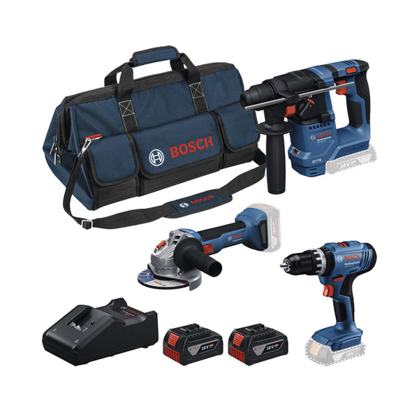 Bosch 3-teiliges Set 18V GSB + GBH + GWS + 2x GBA 4.0Ah + GAL18V-40 0.615.A50.0AG