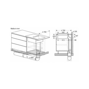Bosch PVS811B16E Induktionskochfeld mit integriertem Dunstabzug rahmenlos 80cm