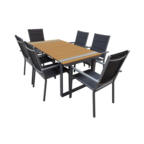 CONTINI Gartentischset 180x90xm mit 6 Stühlen
