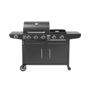 Multifunktions-Gasgrill mit 6 Brennern inkl. Pizza Ofen Plattengrill & Seitenbrenner