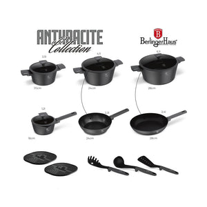 Berlinger Haus 15-teiliges Kochgeschirr-Set matt Anthracite Collection 2.0