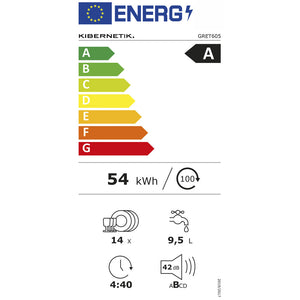 Kibernetik GRET605 MasterSeries Geschirrspüler Einbau teilintegriert 60cm weiss