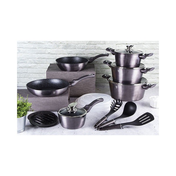 Berlinger Haus 18-teiliges Kochgeschirr-Set Metallic Line Carbon Pro Edition