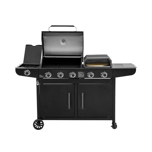 Multifunktions-Gasgrill mit 6 Brennern inkl. Pizza Ofen Plattengrill & Seitenbrenner