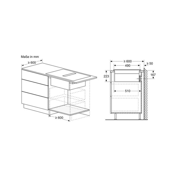 Bosch PVS811B16E Induktionskochfeld mit integriertem Dunstabzug rahmenlos 80cm