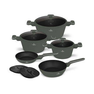 Berlinger Haus 10-teiliges Kochgeschirr-Set Matte Green Collection 2.0