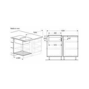 Bosch PVS811B16E Induktionskochfeld mit integriertem Dunstabzug rahmenlos 80cm