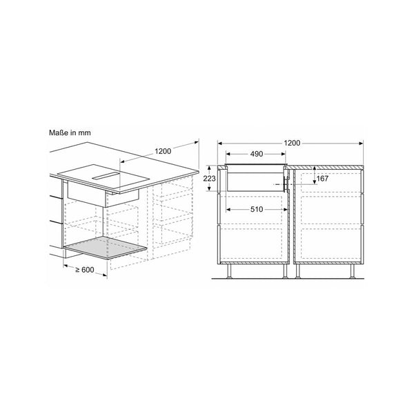 Bosch PVS811B16E Induktionskochfeld mit integriertem Dunstabzug rahmenlos 80cm