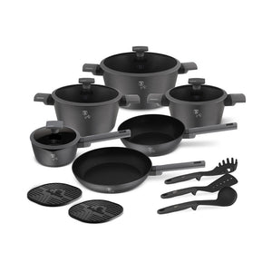 Berlinger Haus 15-teiliges Kochgeschirr-Set matt Anthracite Collection 2.0