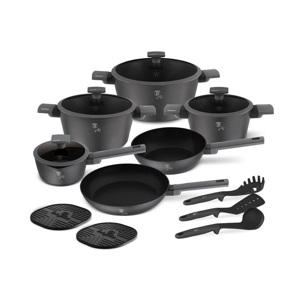 Berlinger Haus 15-teiliges Kochgeschirr-Set matt Anthracite Collection 2.0