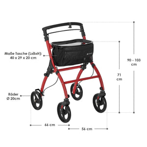 Aluminium Wohnungsrollator Aktiv - Bordeaux Rot