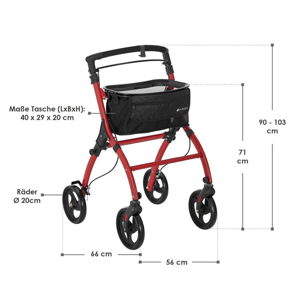 Aluminium Wohnungsrollator Aktiv - Bordeaux Rot