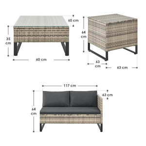 Modulare Polyrattan Lounge Santorini Grau-meliert