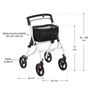 Aluminium Wohnungsrollator Aktiv - Weiss Schwarz