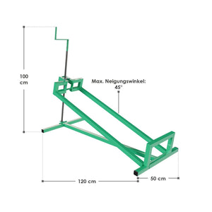 Rasentraktorheber mit Handschuhen - Grün