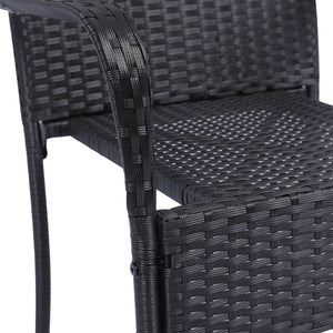 Polyrattan Gartenstühle Yoro 4er Set Schwarz