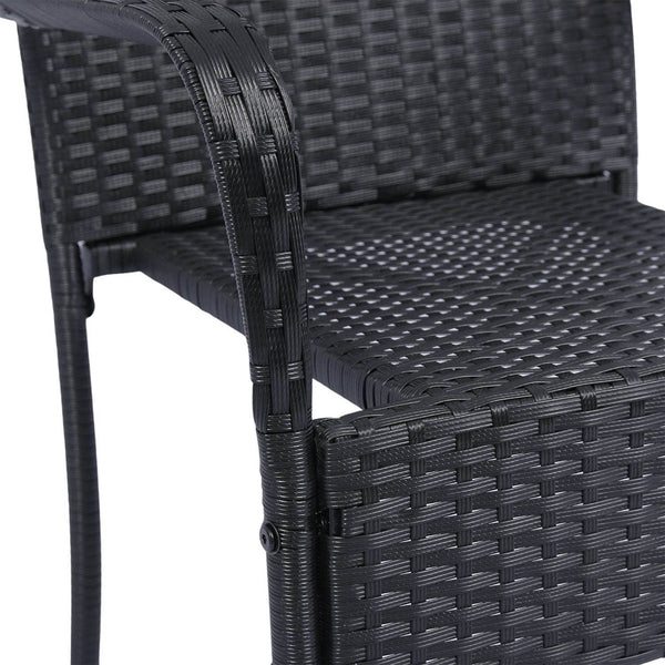 Polyrattan Gartenstühle Yoro 4er Set Schwarz
