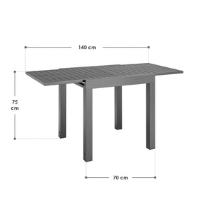 Alu Gartentisch Laki 70x70 cm ausziehbar - Anthrazit