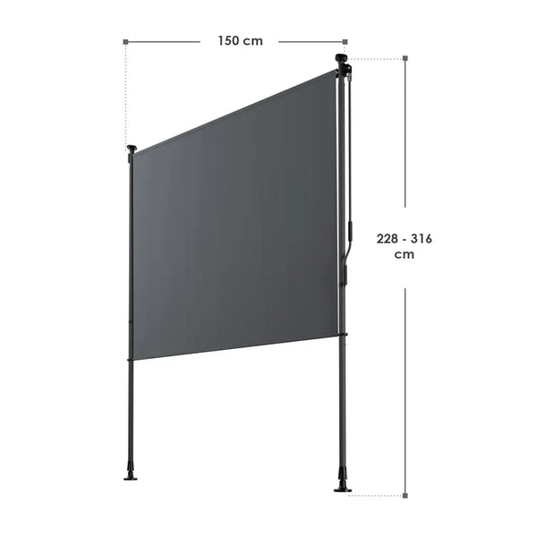 Senkrechtmarkise Barbados 150x310 cm Grau