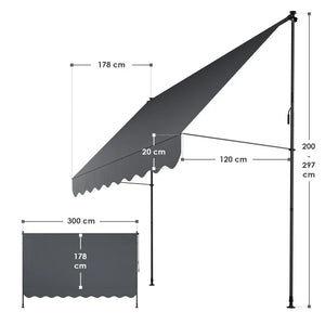 Klemmmarkise Kapstadt 300x120 cm Grau