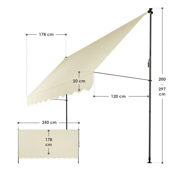 Klemmmarkise Kapstadt 350x120 cm Beige