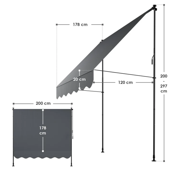 Klemmmarkise Kapstadt 150x120 cm Grau