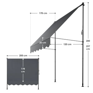 Klemmmarkise Kapstadt 150x120 cm Grau