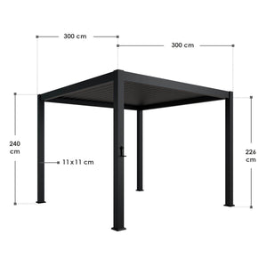 Pergola Lamellendach Tahiti 3x3 m mit verstellbaren Lamellen Anthrazit
