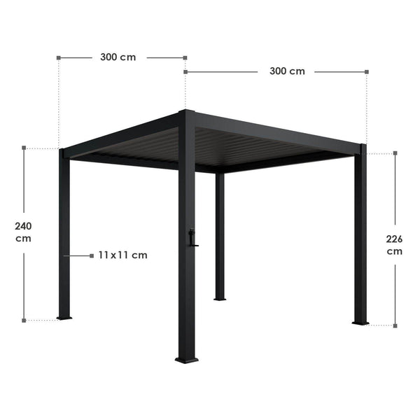 Pergola Lamellendach Tahiti 3x3 m mit verstellbaren Lamellen Anthrazit