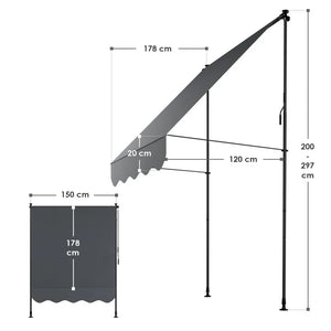 Klemmmarkise Kapstadt 150x120 cm Grau