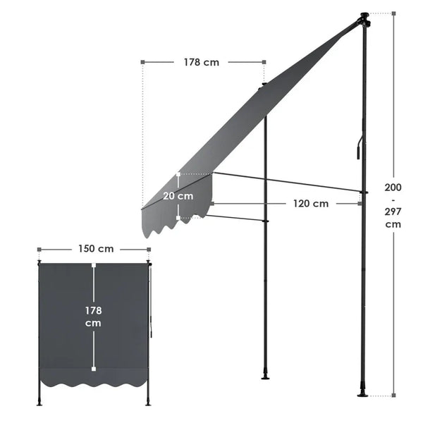 Klemmmarkise Kapstadt 150x120 cm Grau