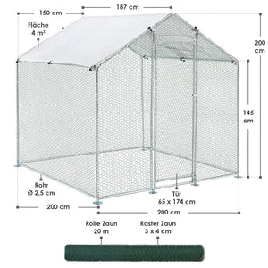 Freilaufgehege HLS25T 2x2x2 m für Hühner