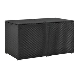 Polyrattan Auflagenbox Ikaria schwarz mit Deckel 950 Liter