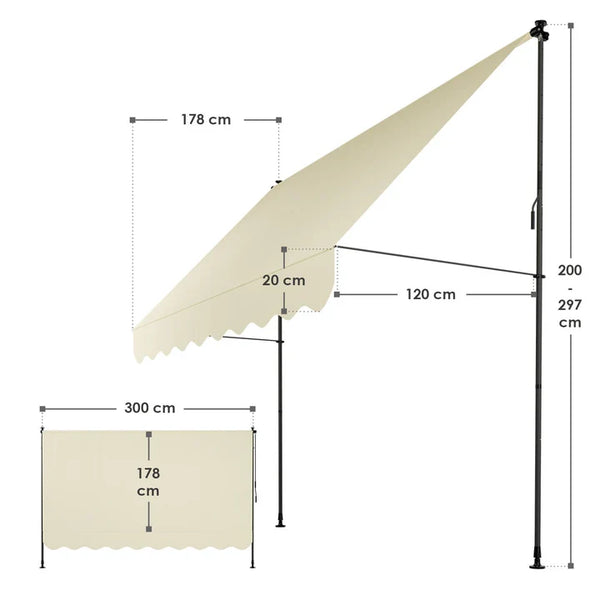 Klemmmarkise Kapstadt 300x120 cm Beige