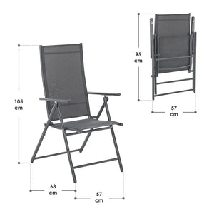 Gartenstuhl Calena 2er Set - 7-Fach verstellbare Rückenlehne - Anthrazit