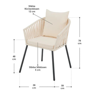 2er-Set Rope Gartenstühle Inkl. Kissen Beige