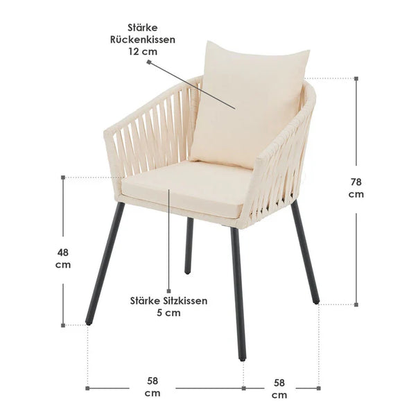 2er-Set Rope Gartenstühle Inkl. Kissen Beige