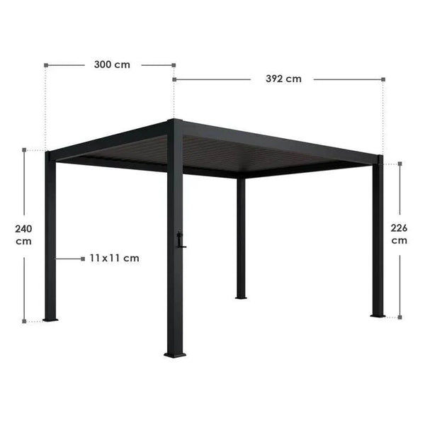 Pergola Lamellendach Tahiti 3x4 m mit verstellbaren Lamellen Anthrazit