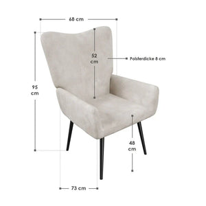 Ohrensessel Relaxsessel skandinavischen Design Cord Beige